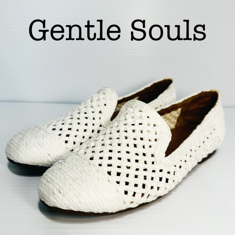 Gentle Souls Eugene White Weave Flats Size 7.5